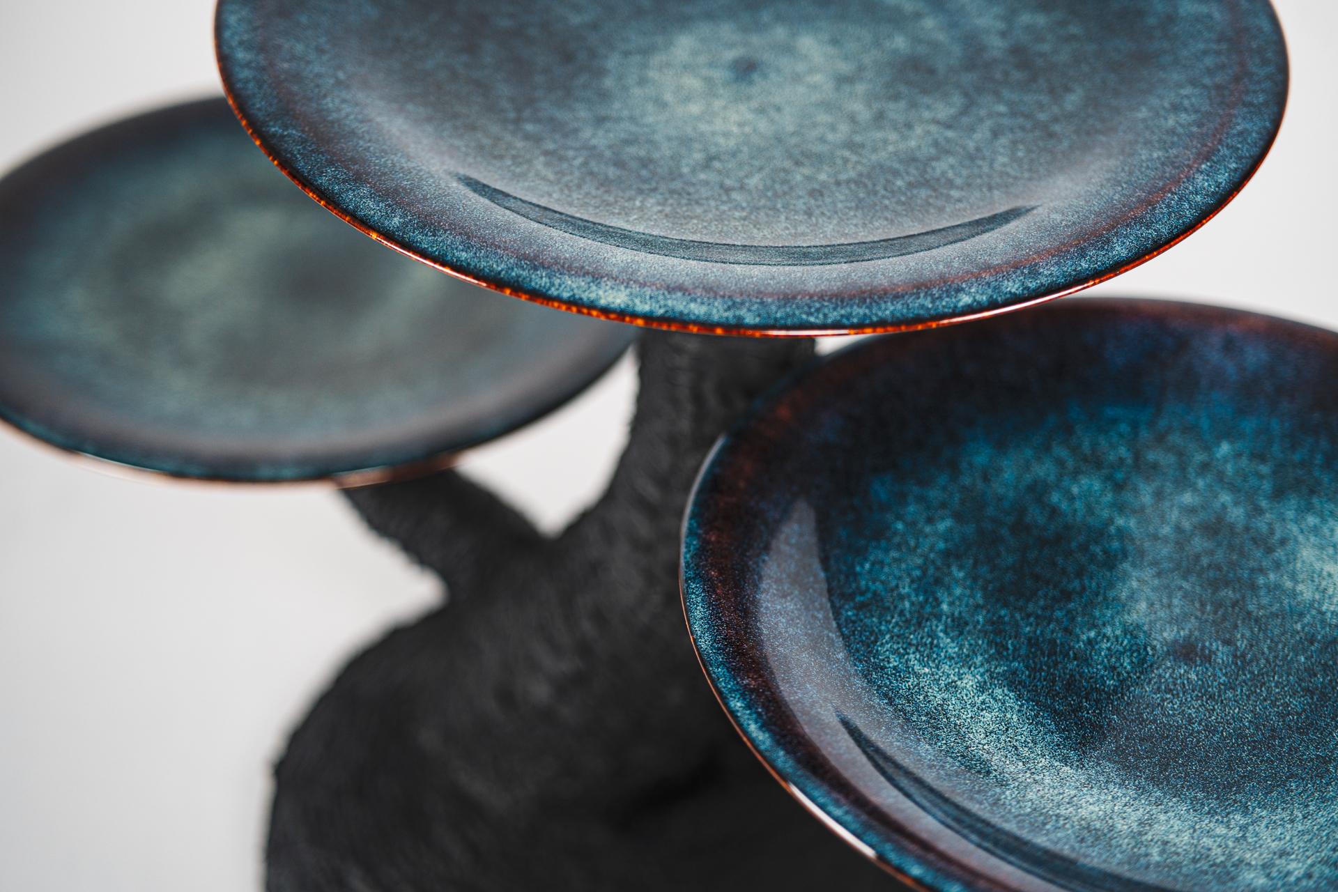 Ceramic Handcrafted Glazed Mushroom-Inspired Side Table 