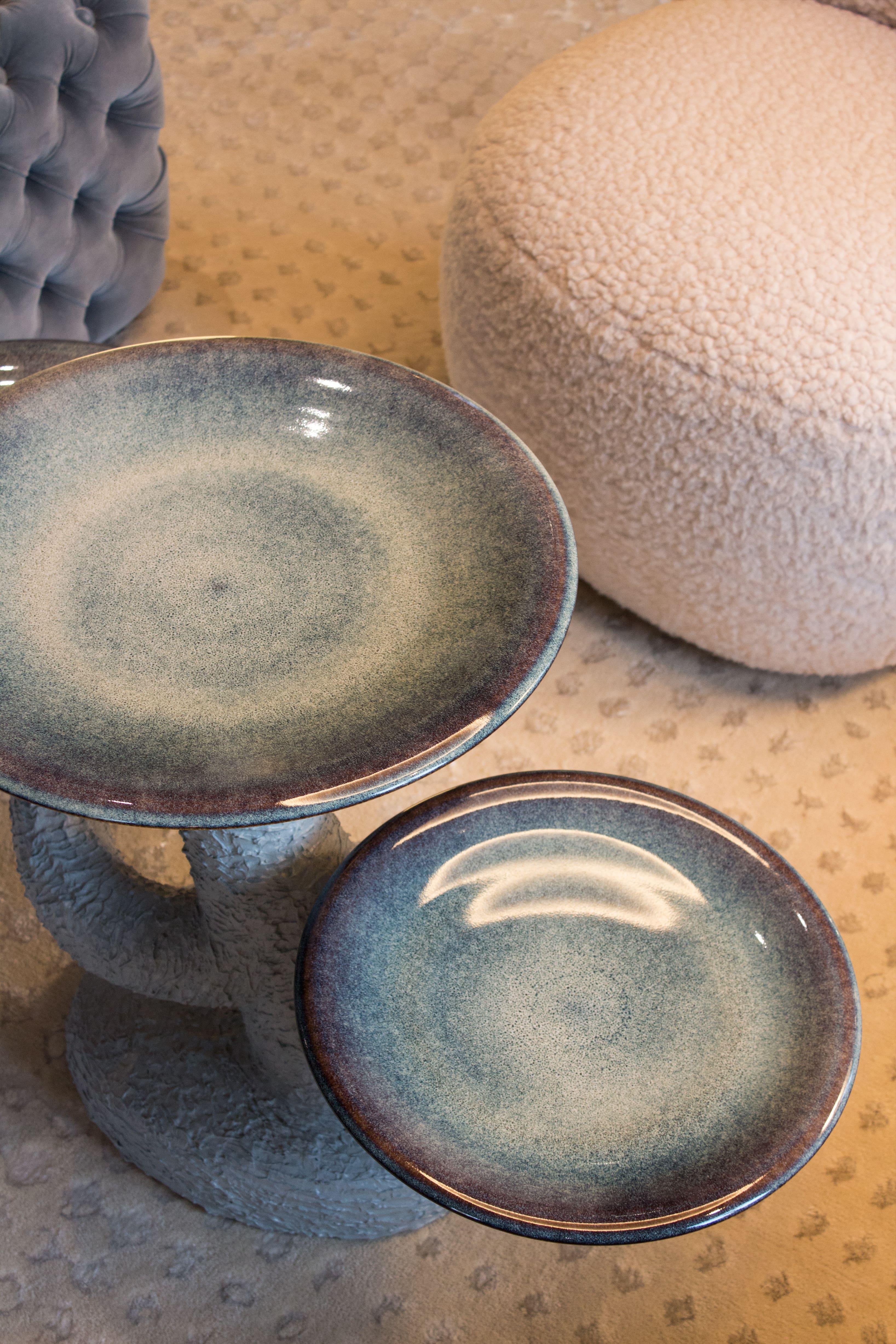 Hand-Crafted Handcrafted Glazed Mushroom-Inspired Side Table 
