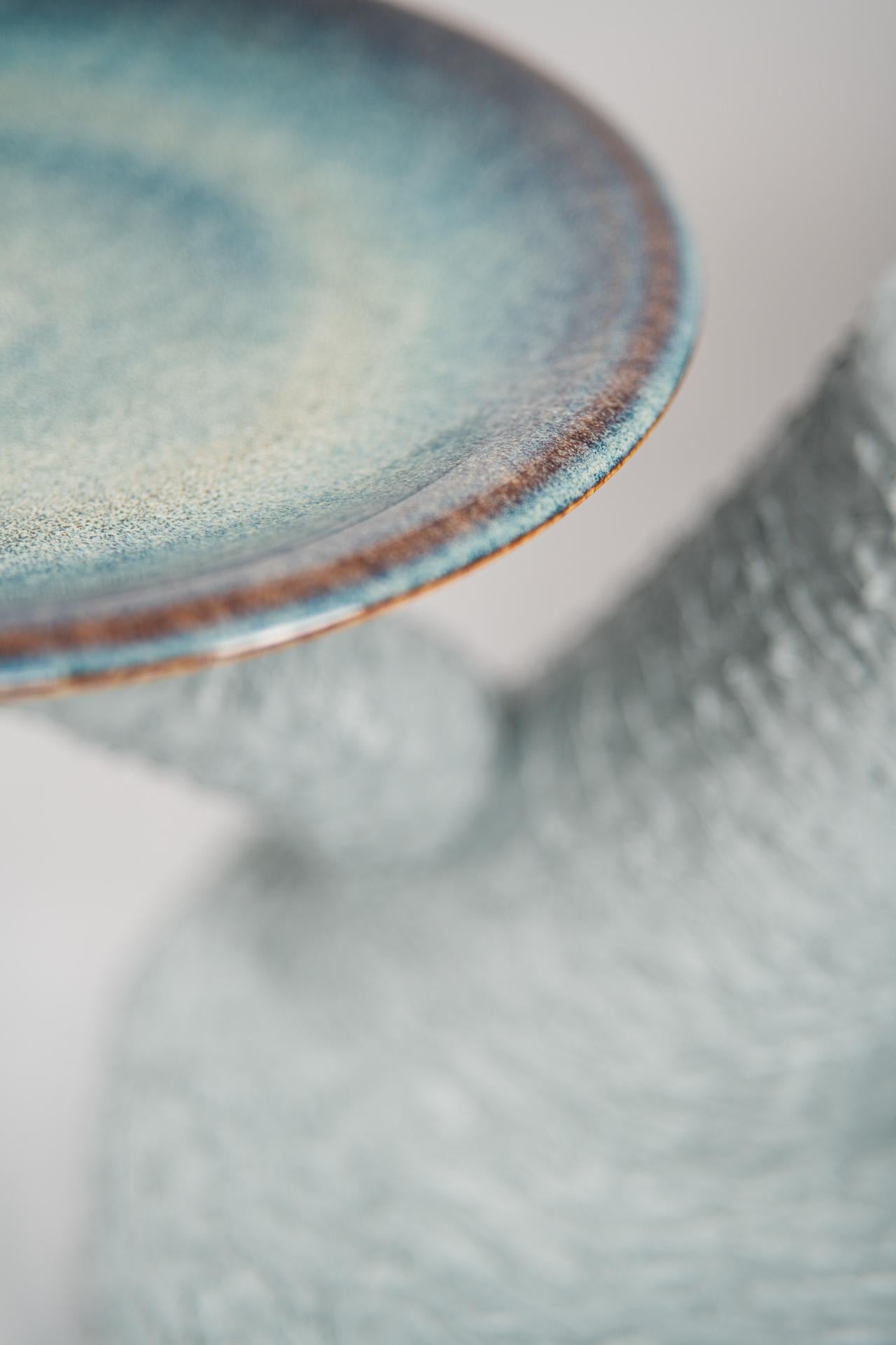 Handcrafted Glazed Mushroom-Inspired Side Table 