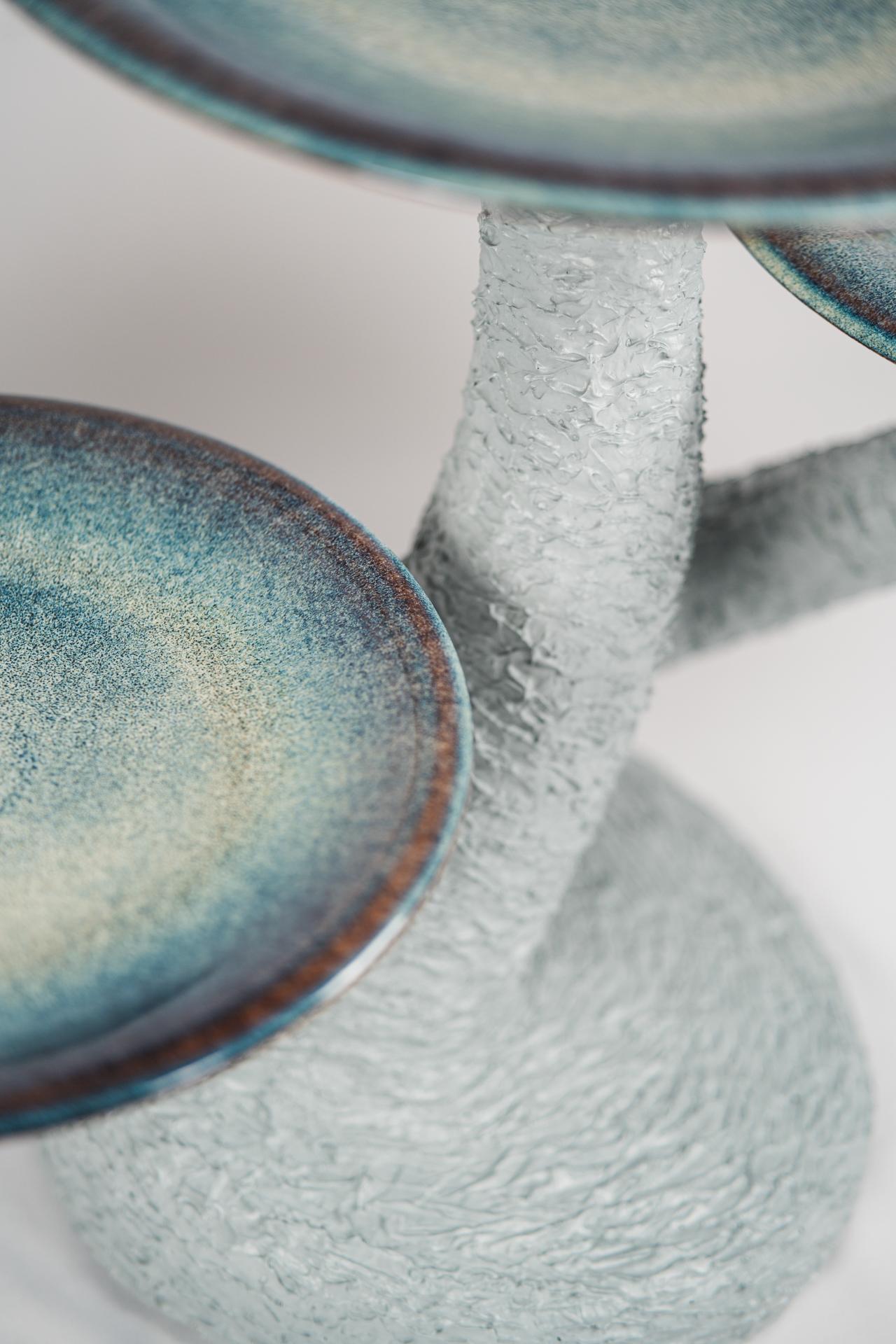 Contemporary Handcrafted Glazed Mushroom-Inspired Side Table 