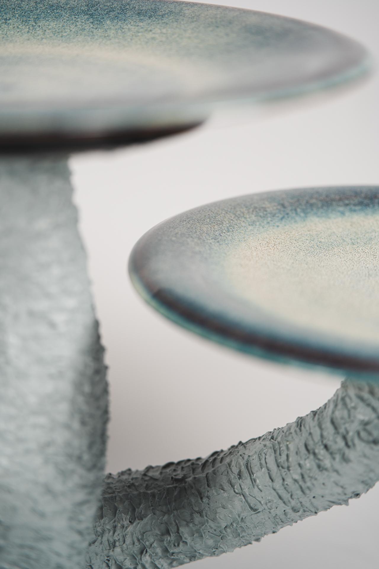Ceramic Handcrafted Glazed Mushroom-Inspired Side Table 