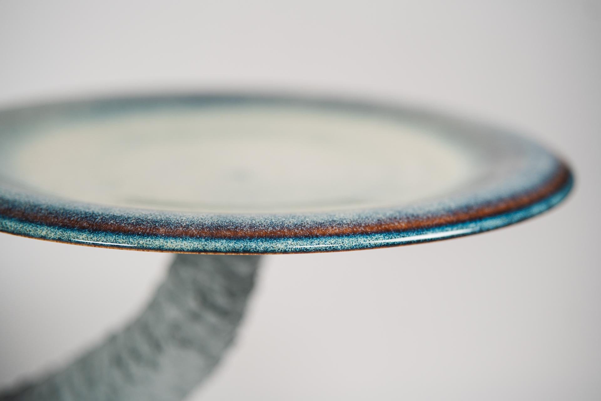 Handcrafted Glazed Mushroom-Inspired Side Table 