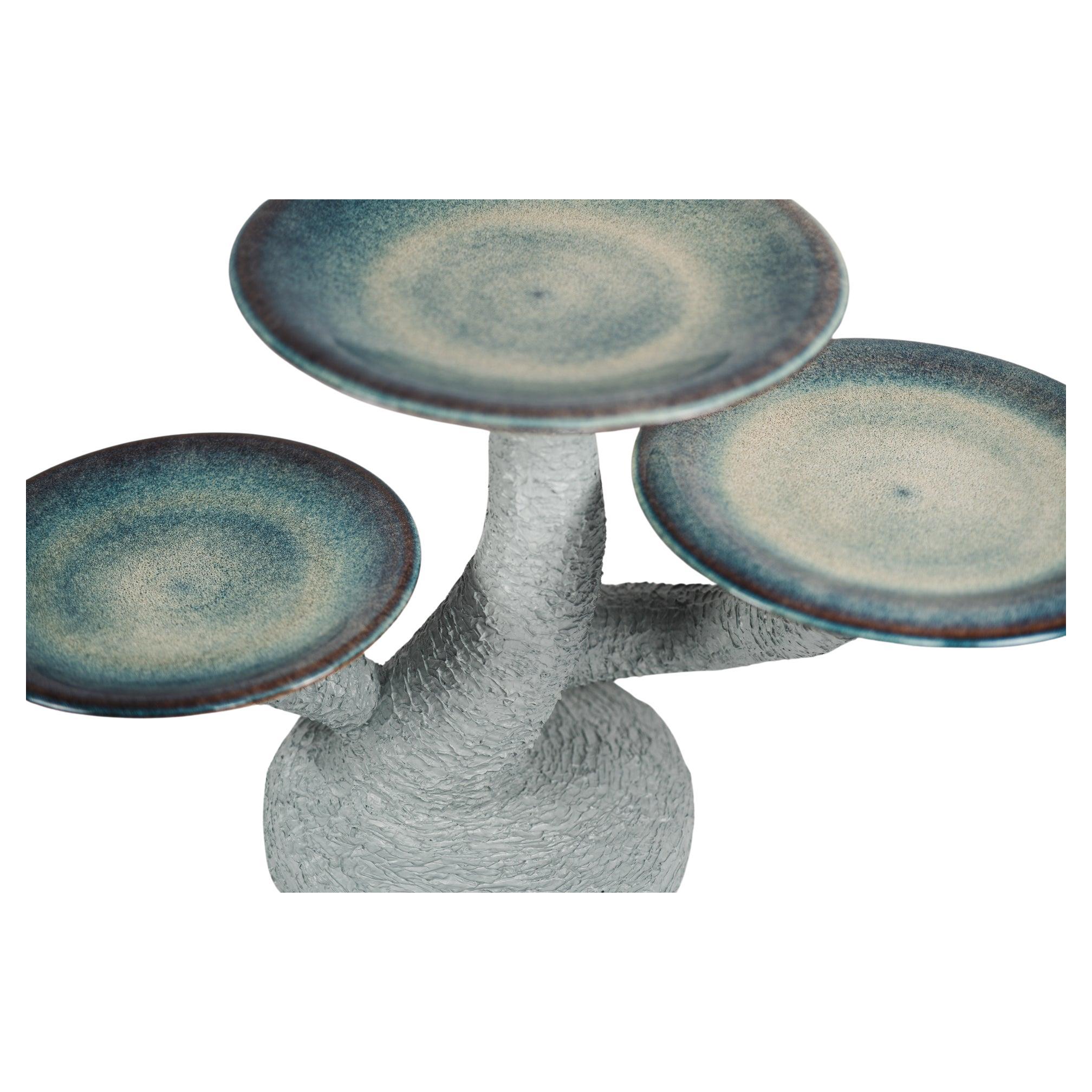 Handcrafted Glazed Mushroom-Inspired Side Table "Kinoko" Ligthblue– Studio Bovti