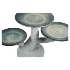 Handcrafted Glazed Mushroom-Inspired Side Table "Kinoko" Ligthblue– Studio Bovti