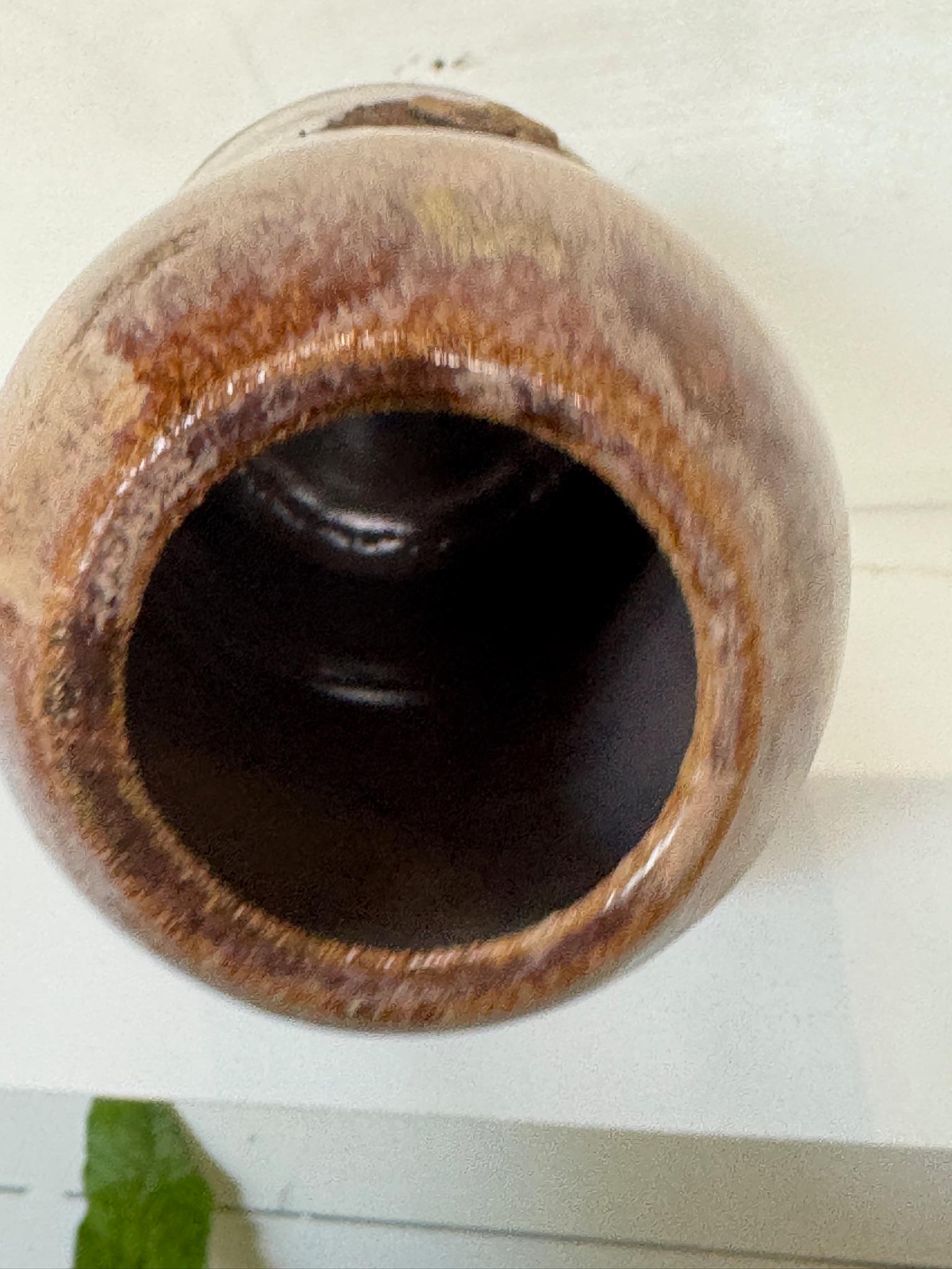 Handcrafted Glazed Stoneware Studio Pottery Vase with Relief Floral Motif For Sale 6