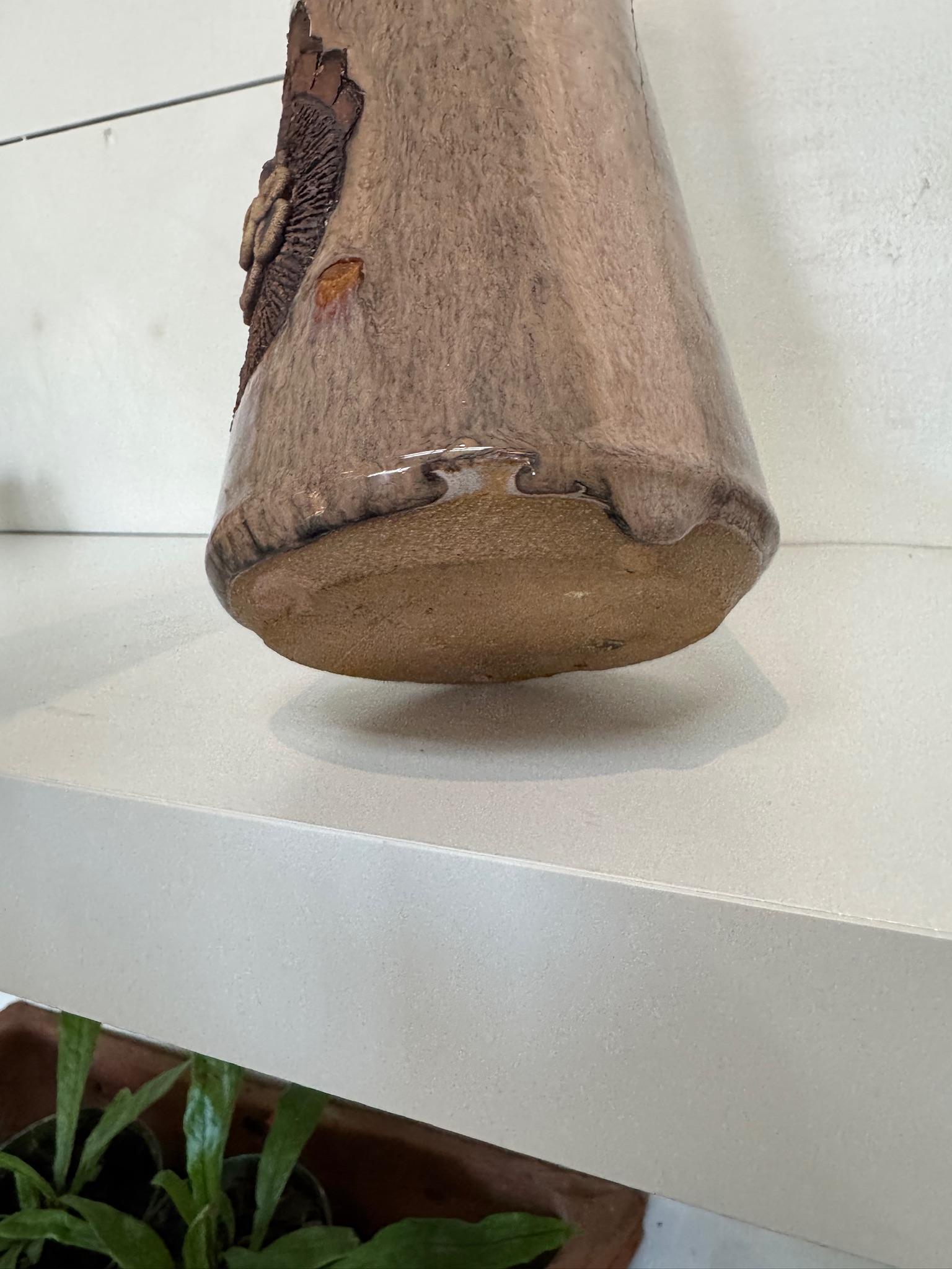 Handcrafted Glazed Stoneware Studio Pottery Vase with Relief Floral Motif For Sale 2
