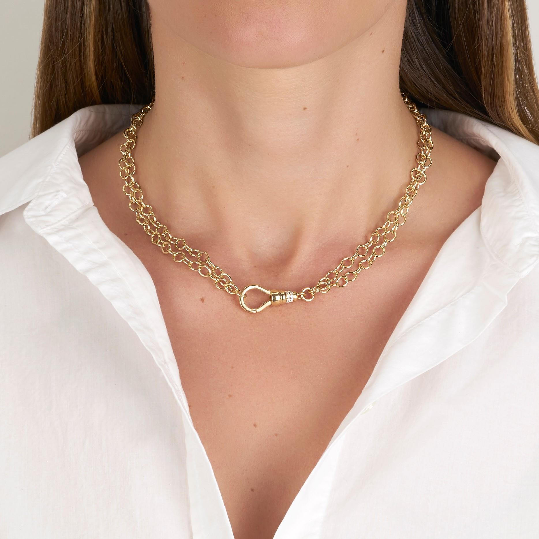 Handgefertigte Evren-Kette mit diamantbesetztem Verschluss von Single Stone im Angebot 2