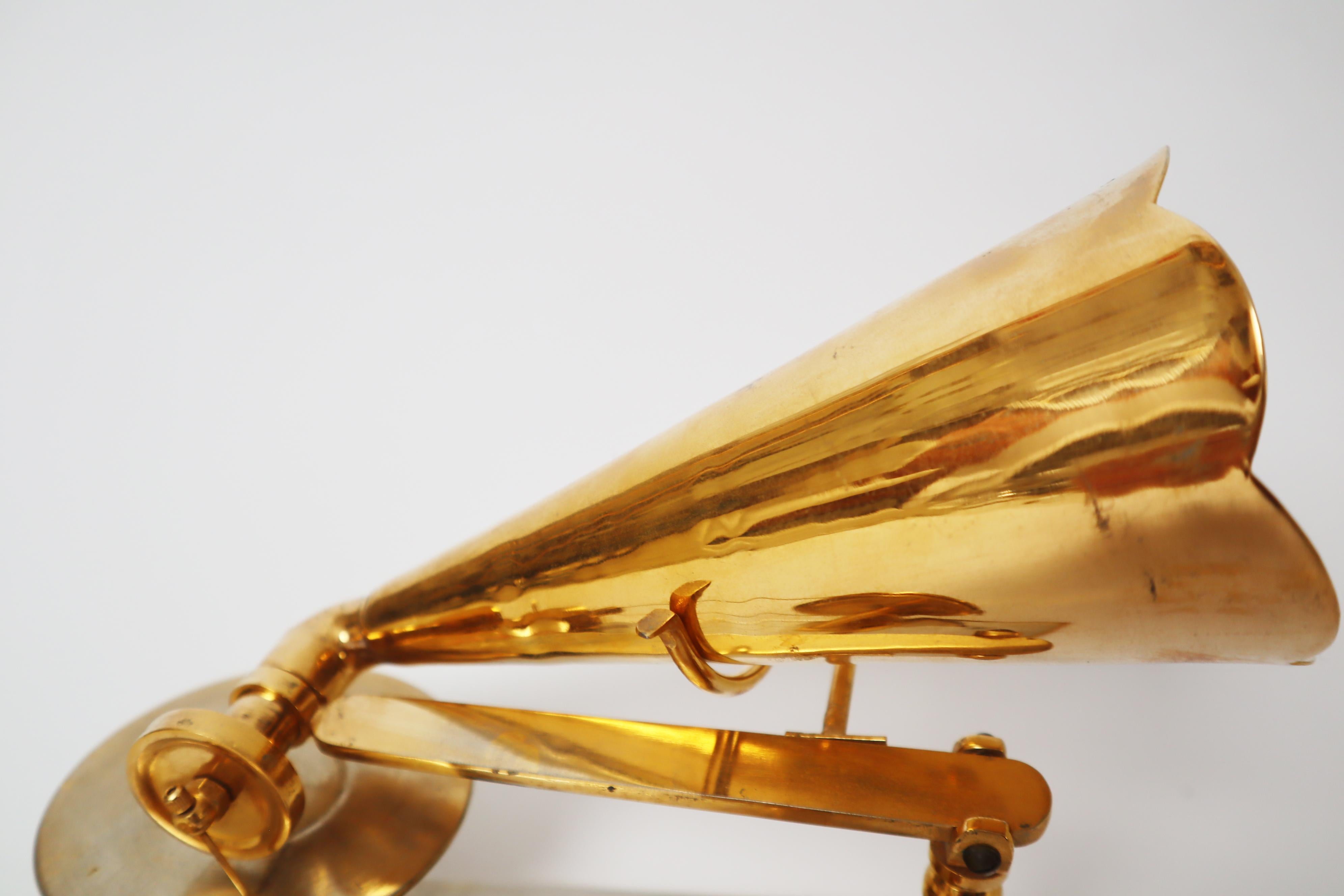 Handcrafted Golden First Gramophone Model after Emil Berliner 1887, Germany For Sale 4