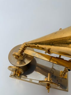 Handcrafted Golden First Gramophone Model after Emil Berliner 1887, Germany