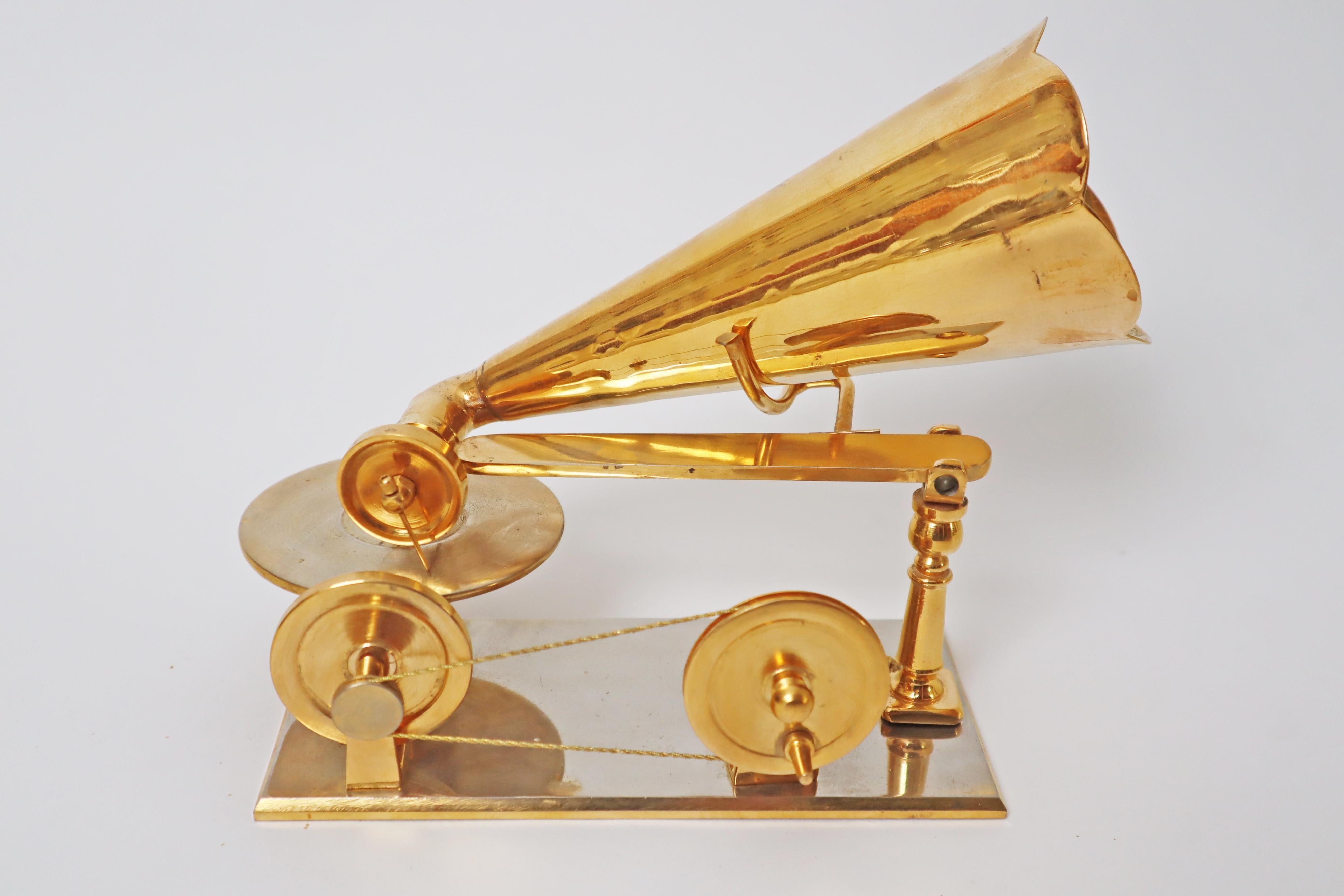 Handcrafted Golden First Gramophone Model after Emil Berliner 1887, Germany For Sale 1