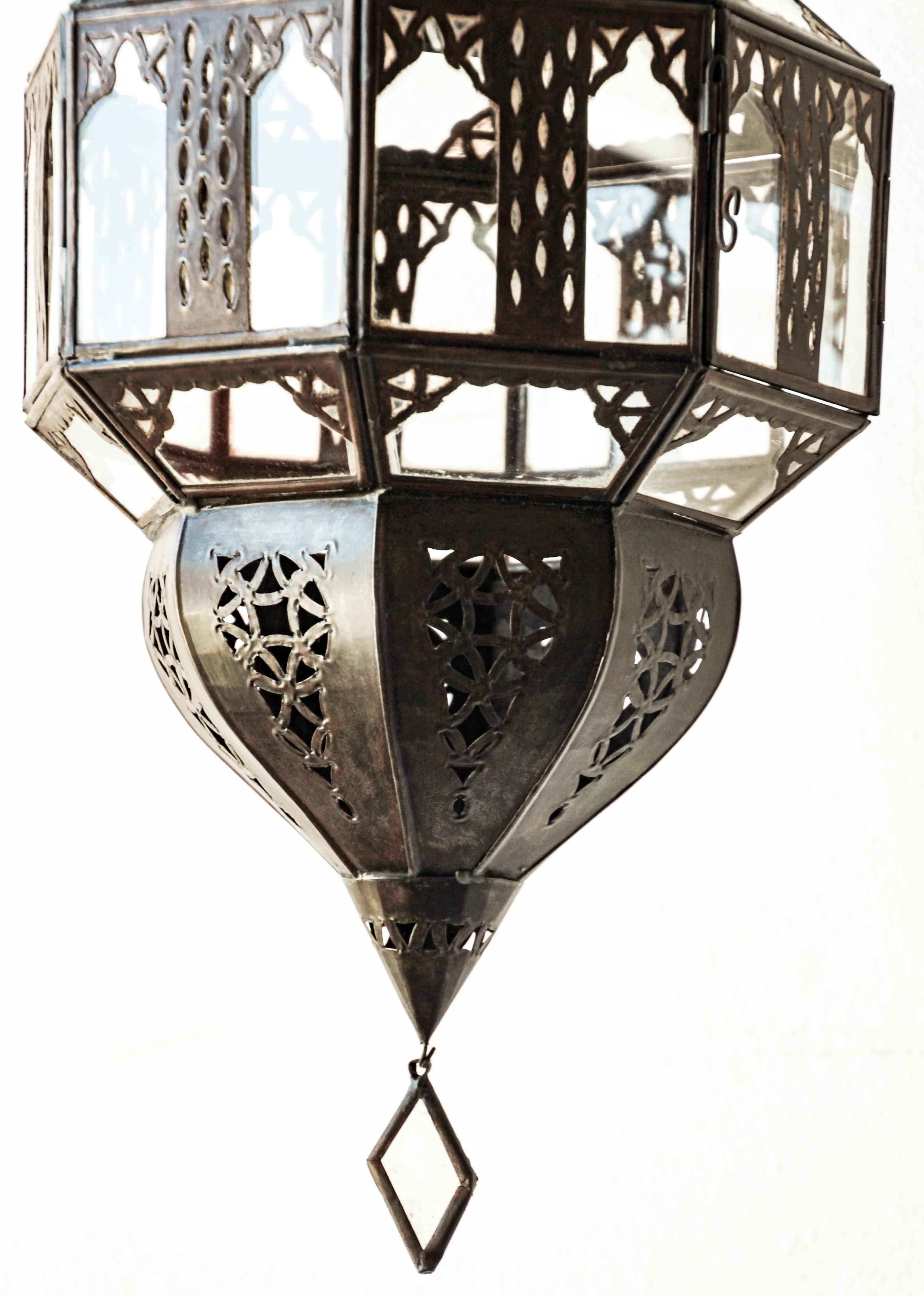 Handcrafted Moorish Glass Lantern, Octagonal Shape In Good Condition For Sale In North Hollywood, CA