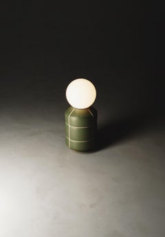 Handcrafted Green Croco Navazi Lamp Ceramic Pottery Table Illumination Lighting