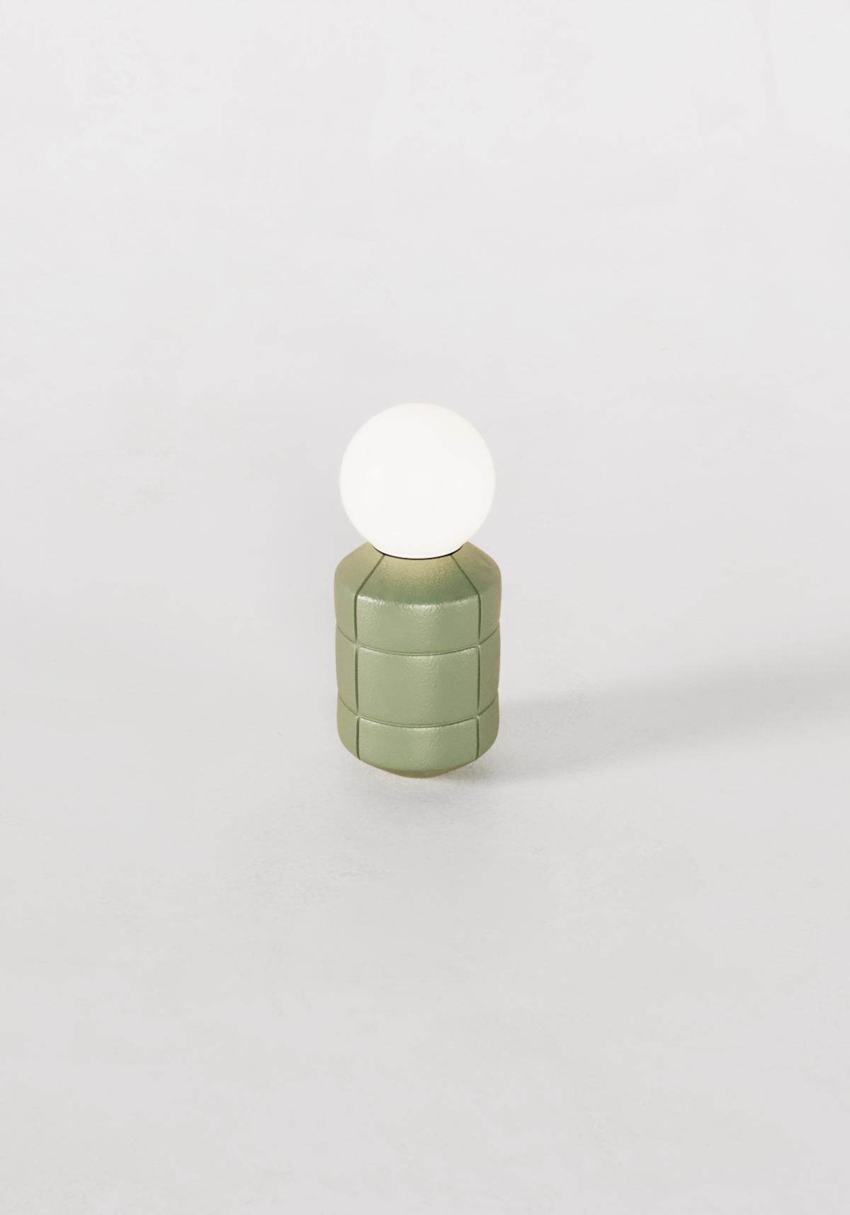 Glazed Handcrafted Green Croco Navazi Lamp Ceramic Pottery Table Illumination Lighting For Sale
