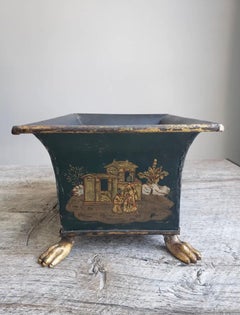 Handcrafted Green Planter With Brass Feet