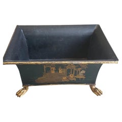 Handcrafted Green Planter With Brass Feet 
