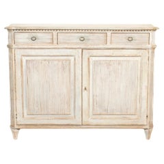 Buffet dipinto in stile gustaviano fatto a mano con fronte a canne