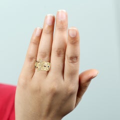 Handcrafted Hamsa Shield Ring in 14KT Gold with Multi-Gemstones & Diamonds