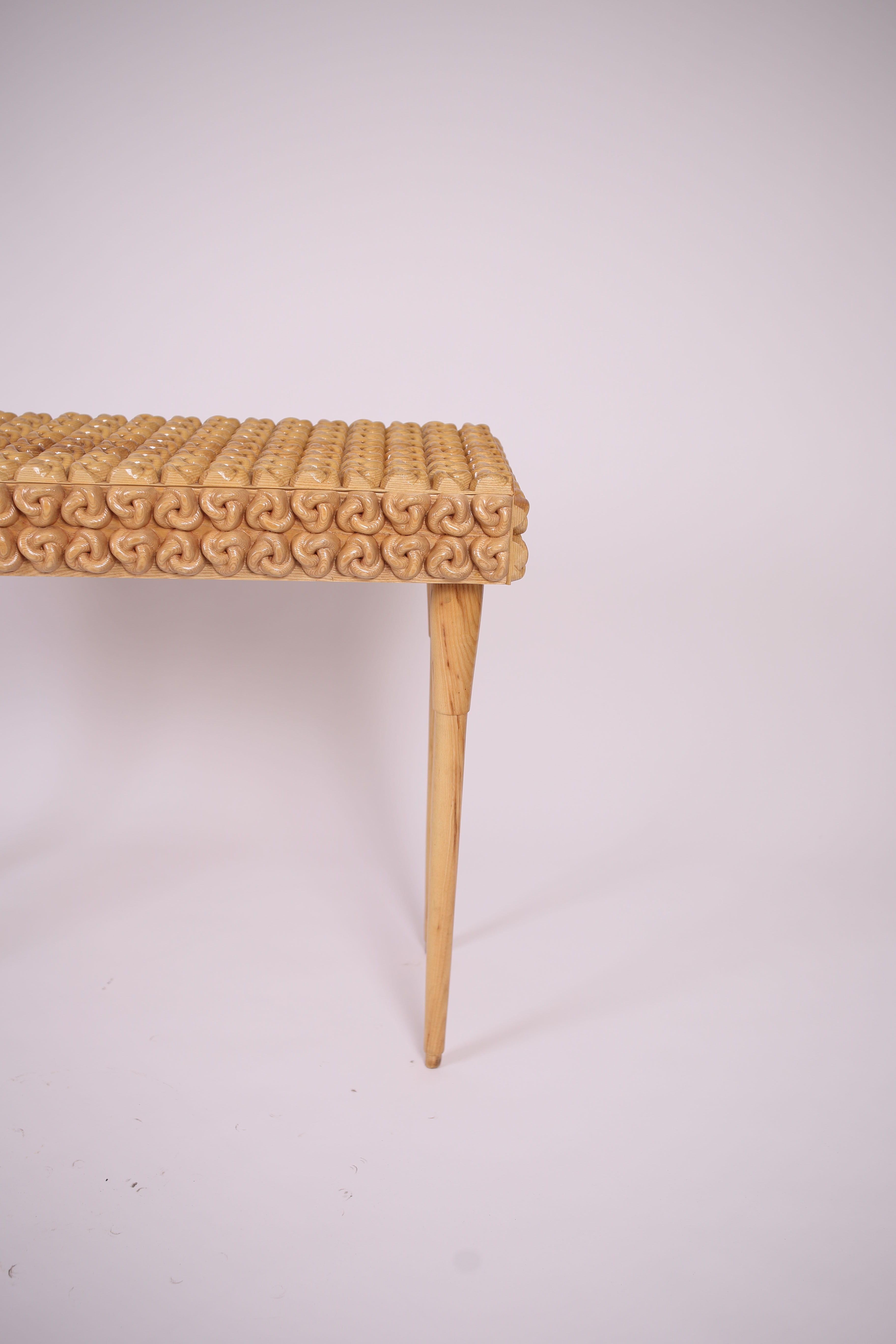 Organic Modern Handcrafted Solid Wood Console Table w/ Sculptural Knot - Modern Entryway Accent For Sale