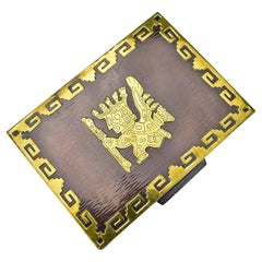 Handcrafted Heavy Copper Jewelry Box with Inka Aztec Brass Inlay by Vicky, Peru