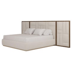 Handcrafted Hudson Bed in Bouclé Fabric with Walnut Frame by Nolita Harbour