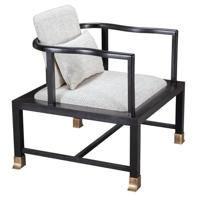 Handcrafted Imperial Style Armchair With Cast Brass Feet For Sale at