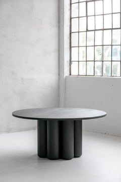 Handcrafted Ina Dining Table in Blackened Oak 54"dia by Mary Ratcliffe Studio