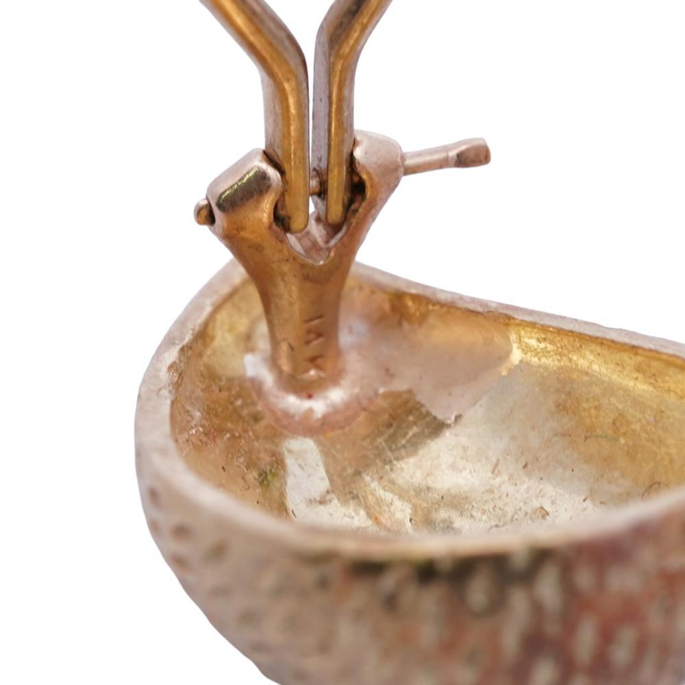 Pendientes artesanales indios de oro de 14 quilates con diamantes Polki y esmalte Meenakari Sin cortar en venta