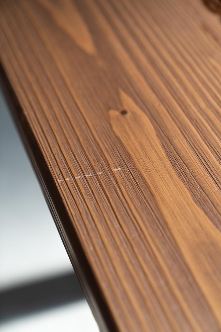 Handcrafted Industrial-Style Dining Table with Brushed Fir Top and Antique Ir... in vendita 3