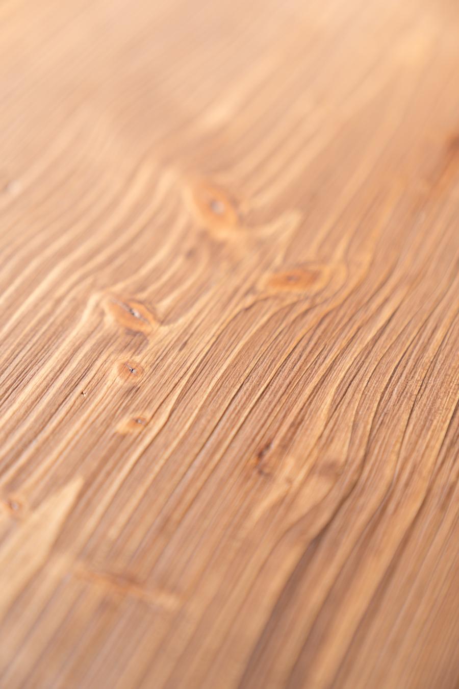 Handcrafted Industrial-Style Dining Table with Brushed Fir Top and Antique Ir... in vendita 1