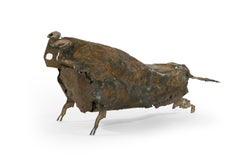 Handcrafted Iron Bull Sculpture, circa 1980s