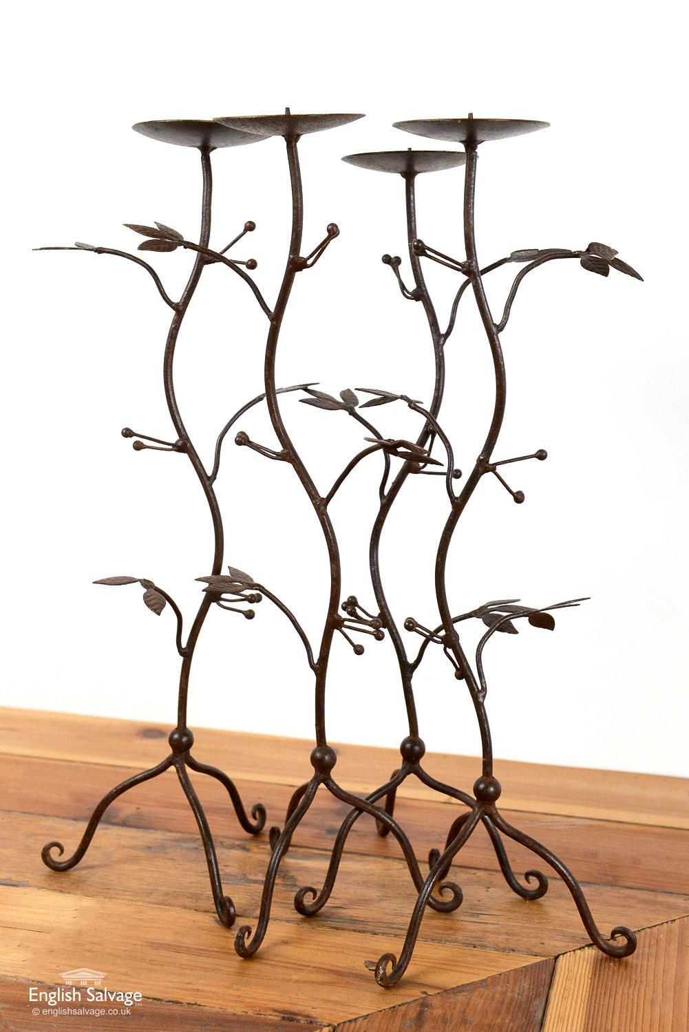 Handcrafted Iron Candlesticks, 20th Century In Good Condition For Sale In London, GB