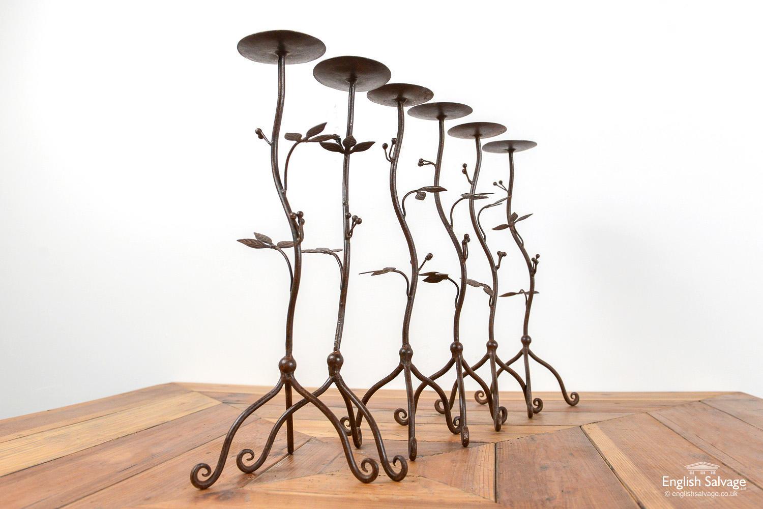 Handcrafted Iron Candlesticks, 20th Century For Sale 1