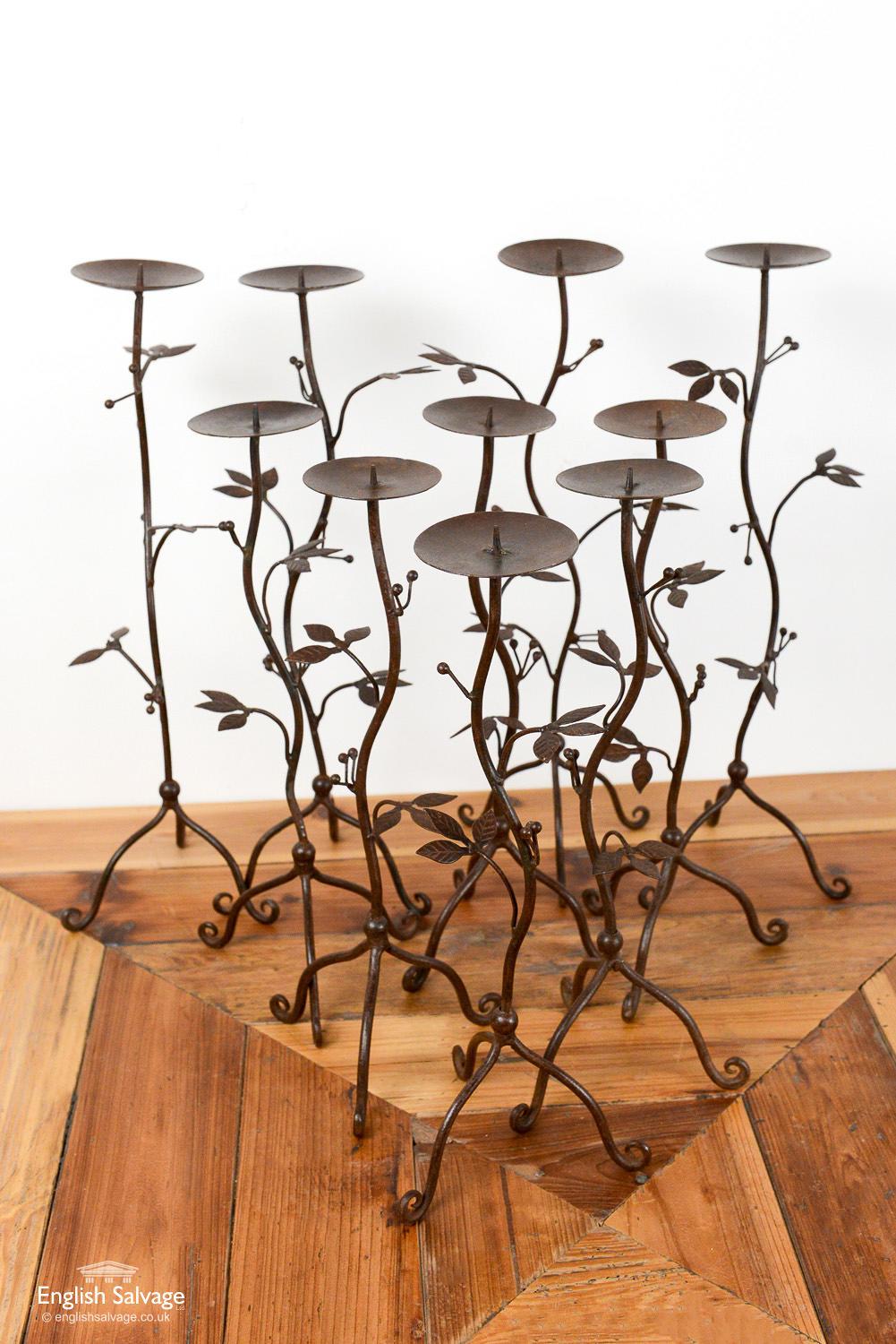 Handcrafted Iron Candlesticks, 20th Century For Sale 2