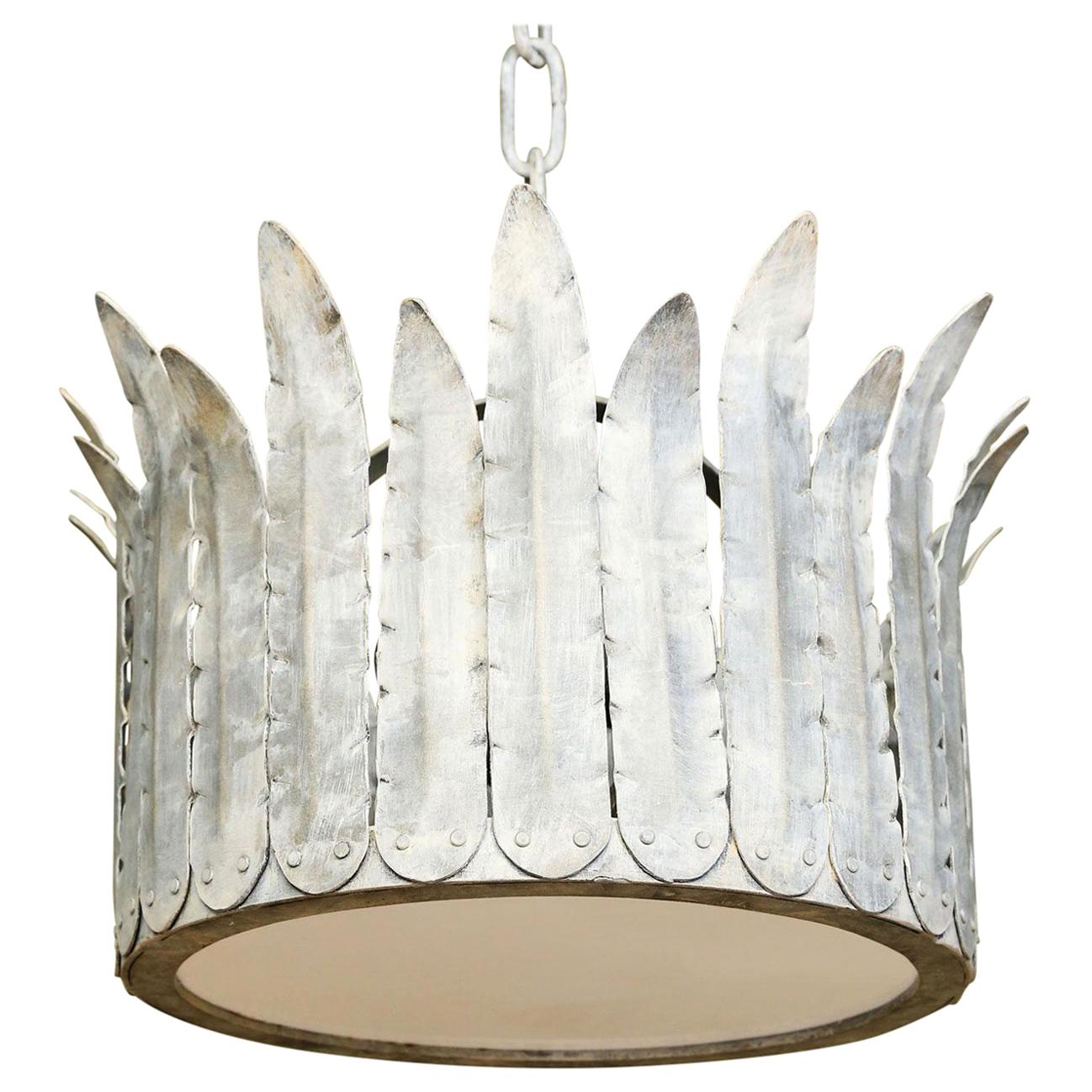Handcrafted Iron "Fairfield" Crown Light in Silver