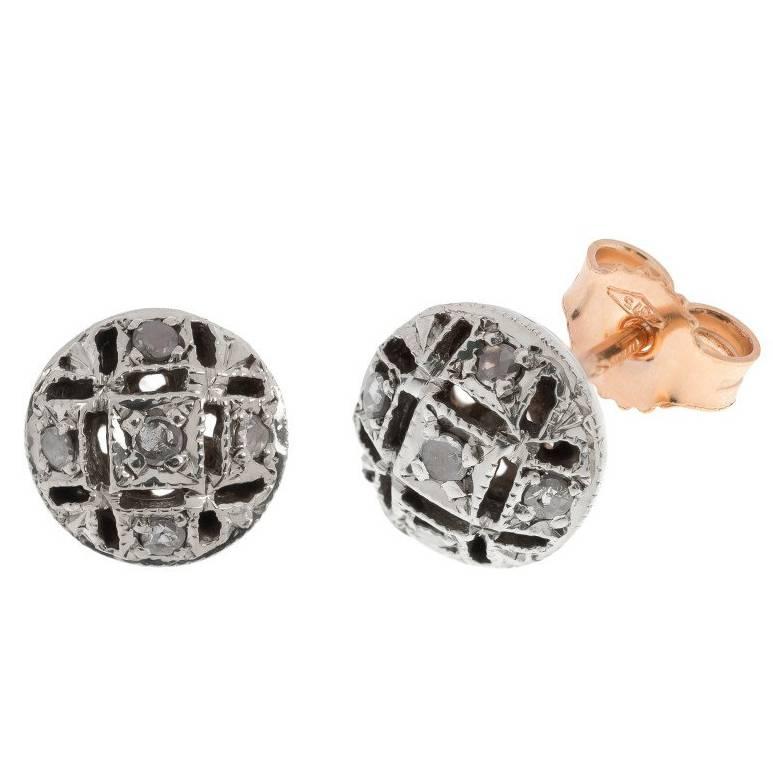 Handcrafted Italian 0.10 Carat Diamond Cluster Earrings