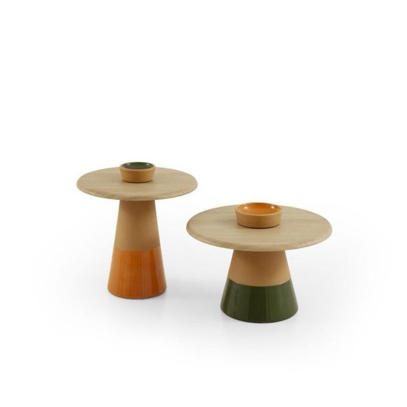 Hand-Crafted TERRA Handcrafted Italian Clay and Oak Coffee Table with Terracotta Accents For Sale