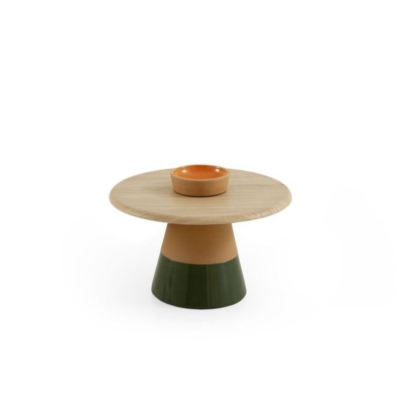 TERRA Handcrafted Italian Clay and Oak Coffee Table with Terracotta Accents In New Condition For Sale In Miami, FL