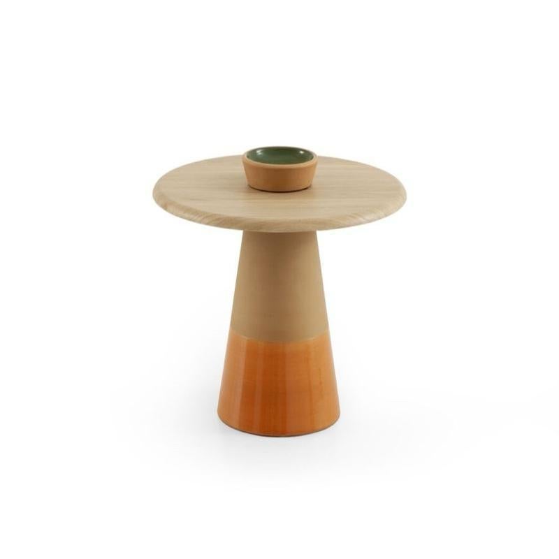 Contemporary TERRA Handcrafted Italian Clay and Oak Coffee Table with Terracotta Accents For Sale