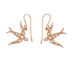 Handcrafted Italian Diamond Swallow Drop Earrings