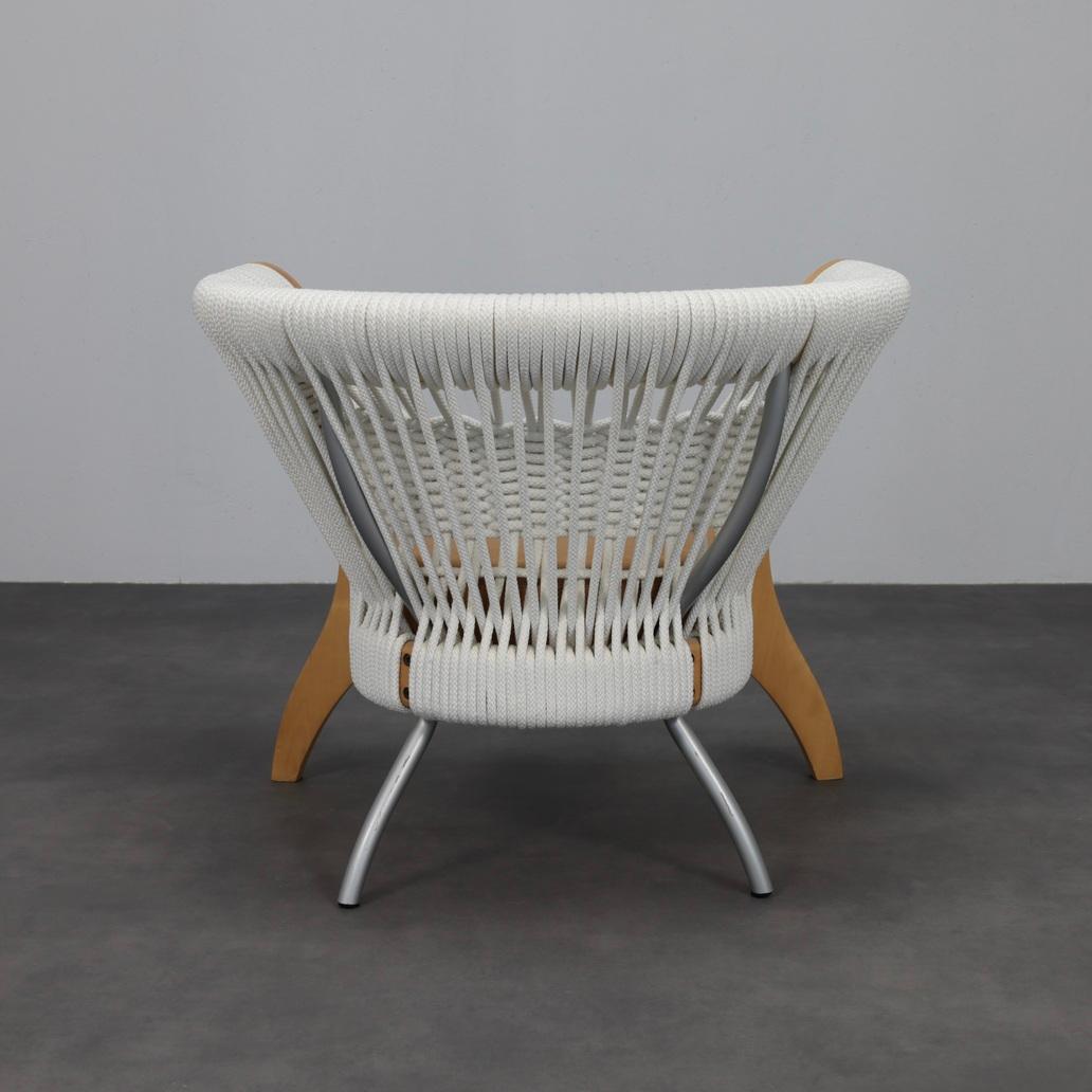 Fin du 20e siècle Chaise longue italienne fabriquée à la main par Driade en Wood, corde et cuir, Italie, années 1990 en vente