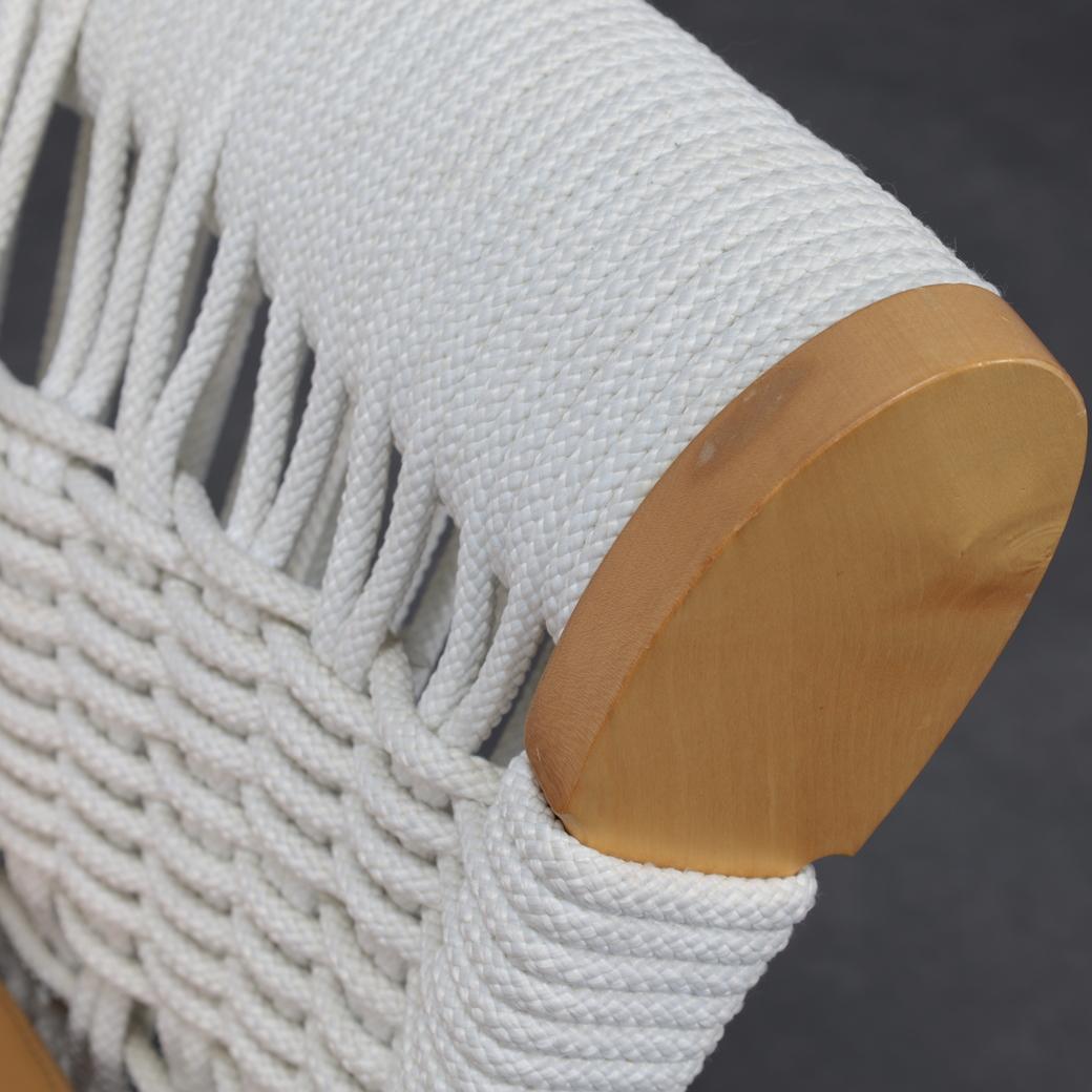 Chaise longue italienne fabriquée à la main par Driade en Wood, corde et cuir, Italie, années 1990 en vente 2