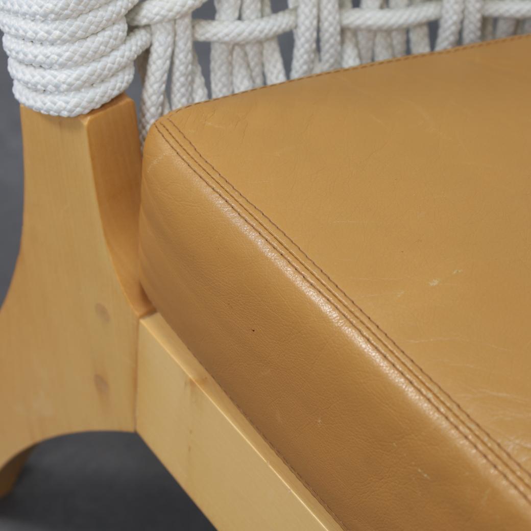 Chaise longue italienne fabriquée à la main par Driade en Wood, corde et cuir, Italie, années 1990 en vente 3