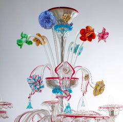 Lustre italien en verre soufflé de Murano de couleur rubis:: Italie 1990