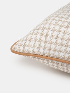 Coussin d'extérieur italien fabriqué à la main en tissu texturé pied-de-poule