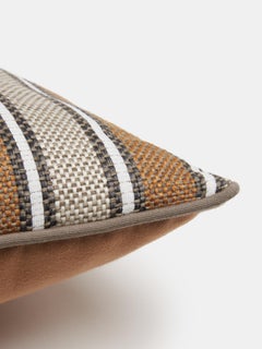 Coussin d'extérieur italien fabriqué à la main en tissu rayé texturé