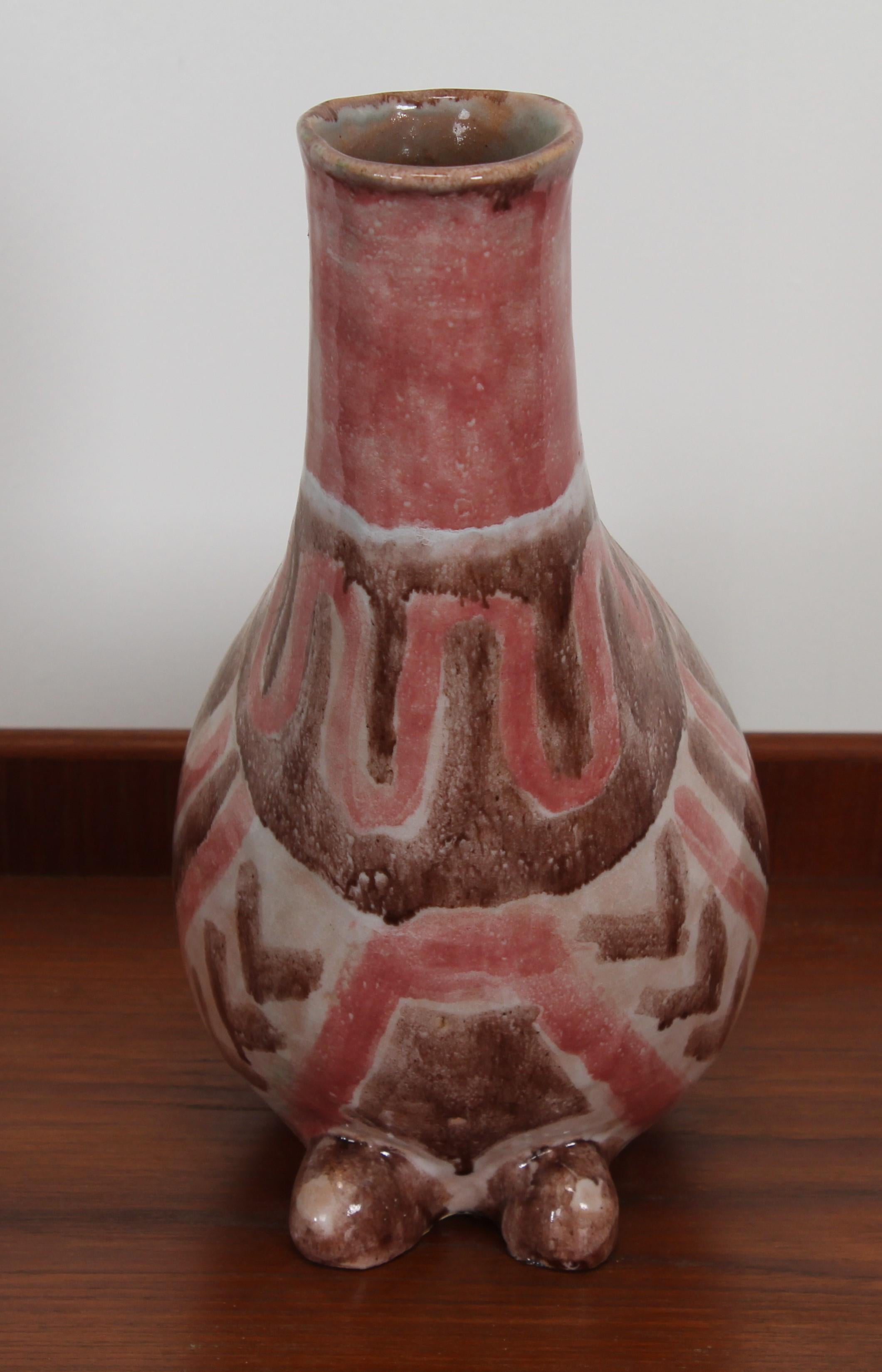 An artist-made, handcrafted Italian Picasso-style pottery sculpture from the 1950s. The partial label on the bottom is illegible. No cracks or chips are noticeable.  Raymor, Bitossi, Rosenthal style. 

Dimensions: 11.25