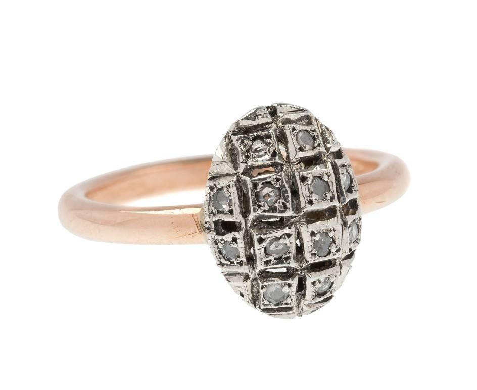 GEMMOLOGIST'S NOTES
This beautifully crafted ladies diamond cluster ring, handcrafted by third generation Italian goldsmiths in Naples, Italy. The perfect gift for a special lady.. or even an alternative engagement ring.

Designed as a pieced oval