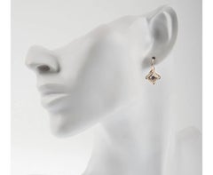Handcrafted Italian Rose Gold Sapphire and Seed Pearl Drop Earrings