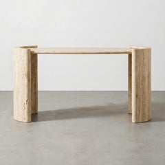 Table console en travertin italienne fabriquée à la main - Table d'entrée moderne