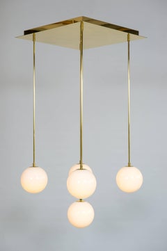 Brass Flush Mount Five spheres in Murano glass Giovanni Dalla Fina Italy 2020s